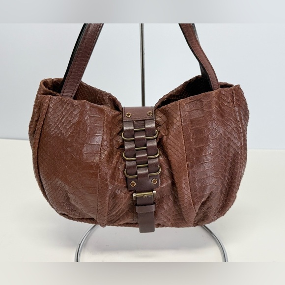 MARTINA CAPONI Brown reptile imprinted leather small shoulder bag - Picture 4 of 11